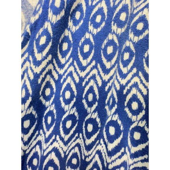 Ann Taylor Knit Cardigan Sweater Womens LP Blue Ikat Button Front V-Neck Cozy - Picture 4 of 12